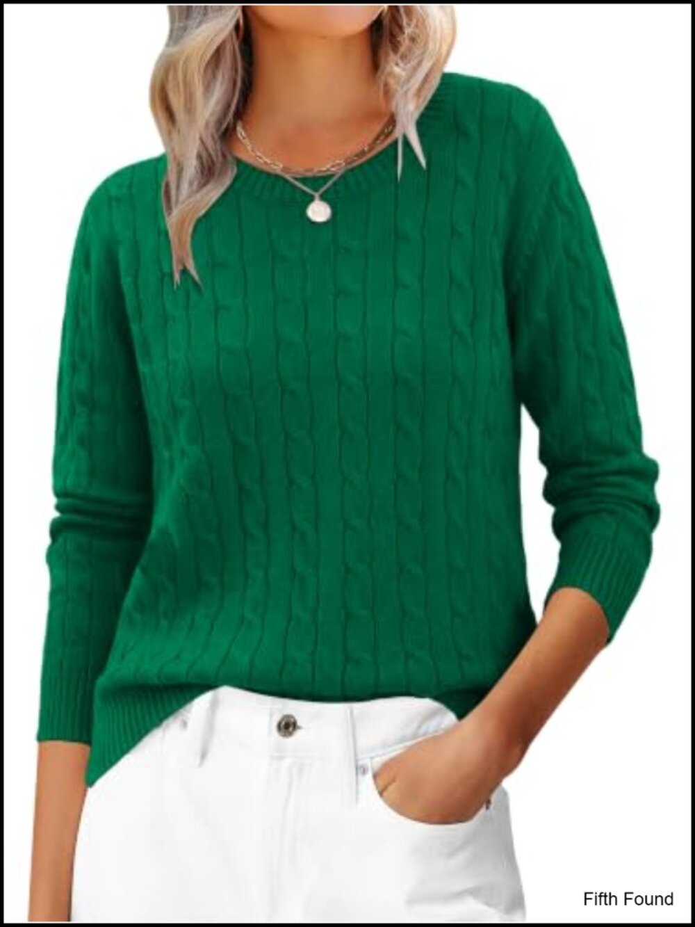 Women's Crochet Cable Knit Pullover Sweater Long Sleeve Crew Neck Top